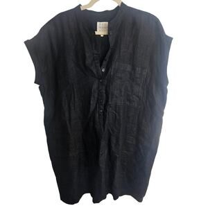 Not Monday Tunic Dress Mini Dress Shirt Dress Linen Dress Women M Black Dress